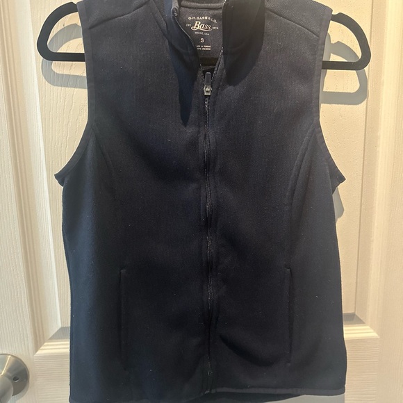 GH Bass & Co Vest Womens Small Navy Zip Front Outdoors, Fleece  Fishing - Picture 2 of 6